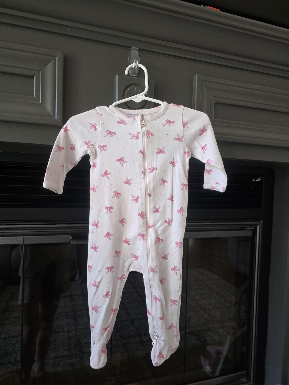 Nordstrom Pink Bow-Print Footed One-Piece